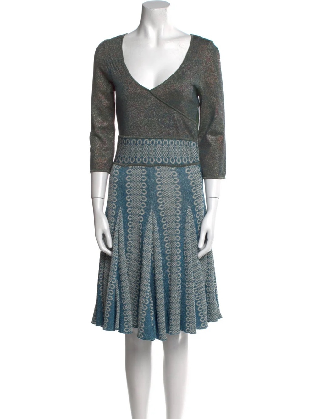 Zac Posen Blue Printed Midi Dress